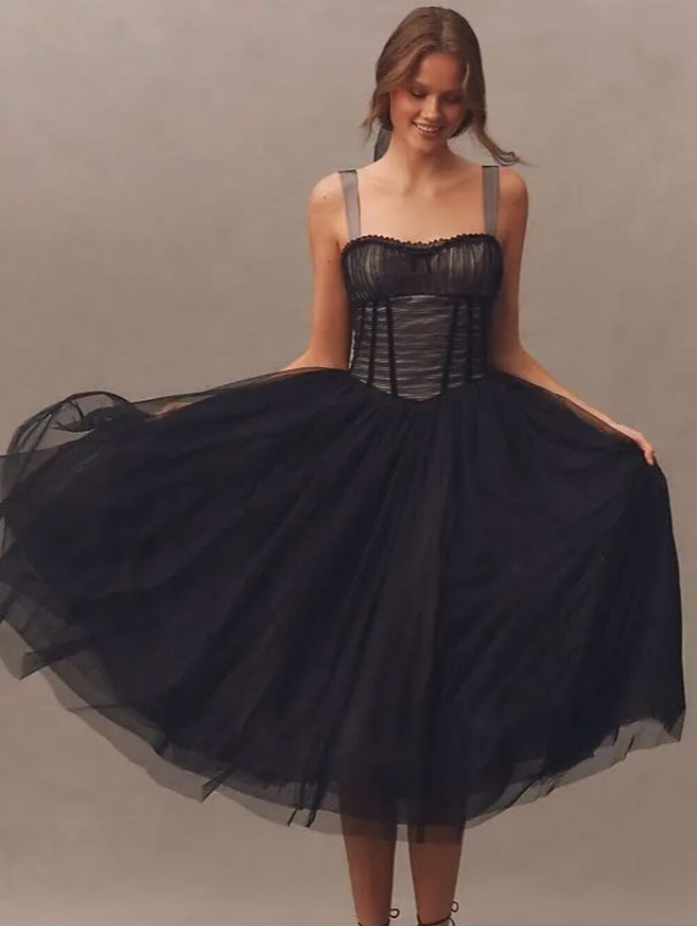 BHLDN Tulle Corset Fit And Flair Dress